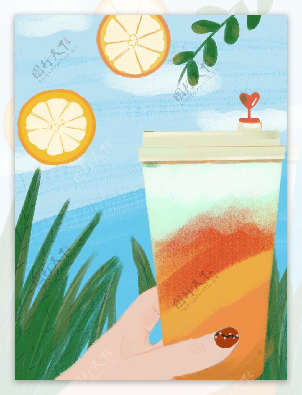 奶茶饮品插画图片
