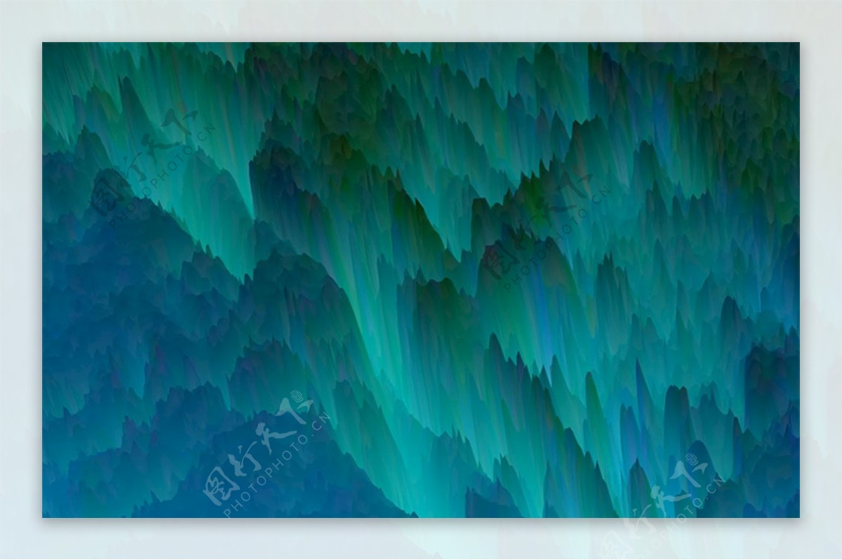 青绿色抽象山峰图片