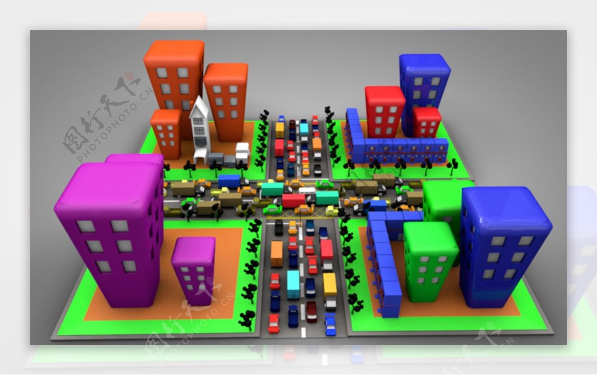 C4D模型房子街道图片