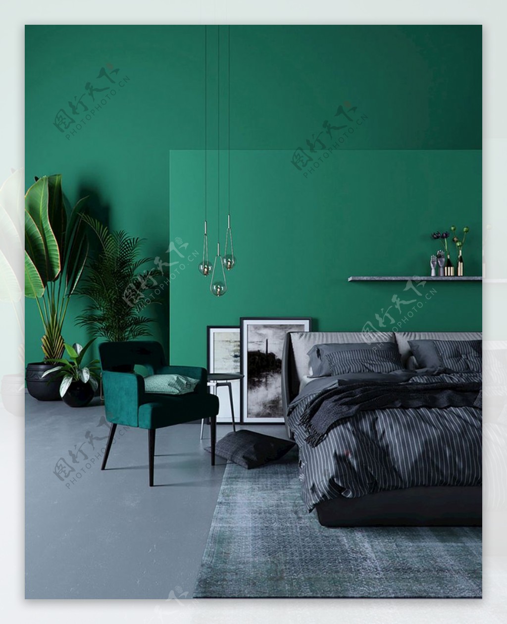 浓绿色墙纸效果图图片