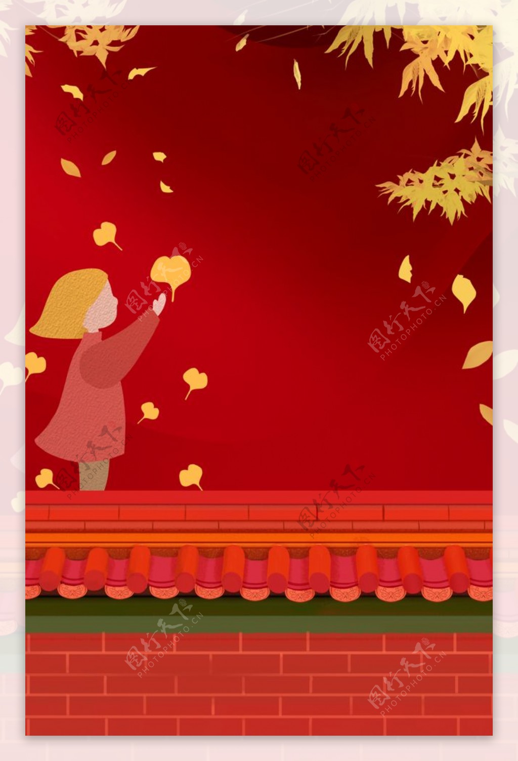 红色秋天背景图片